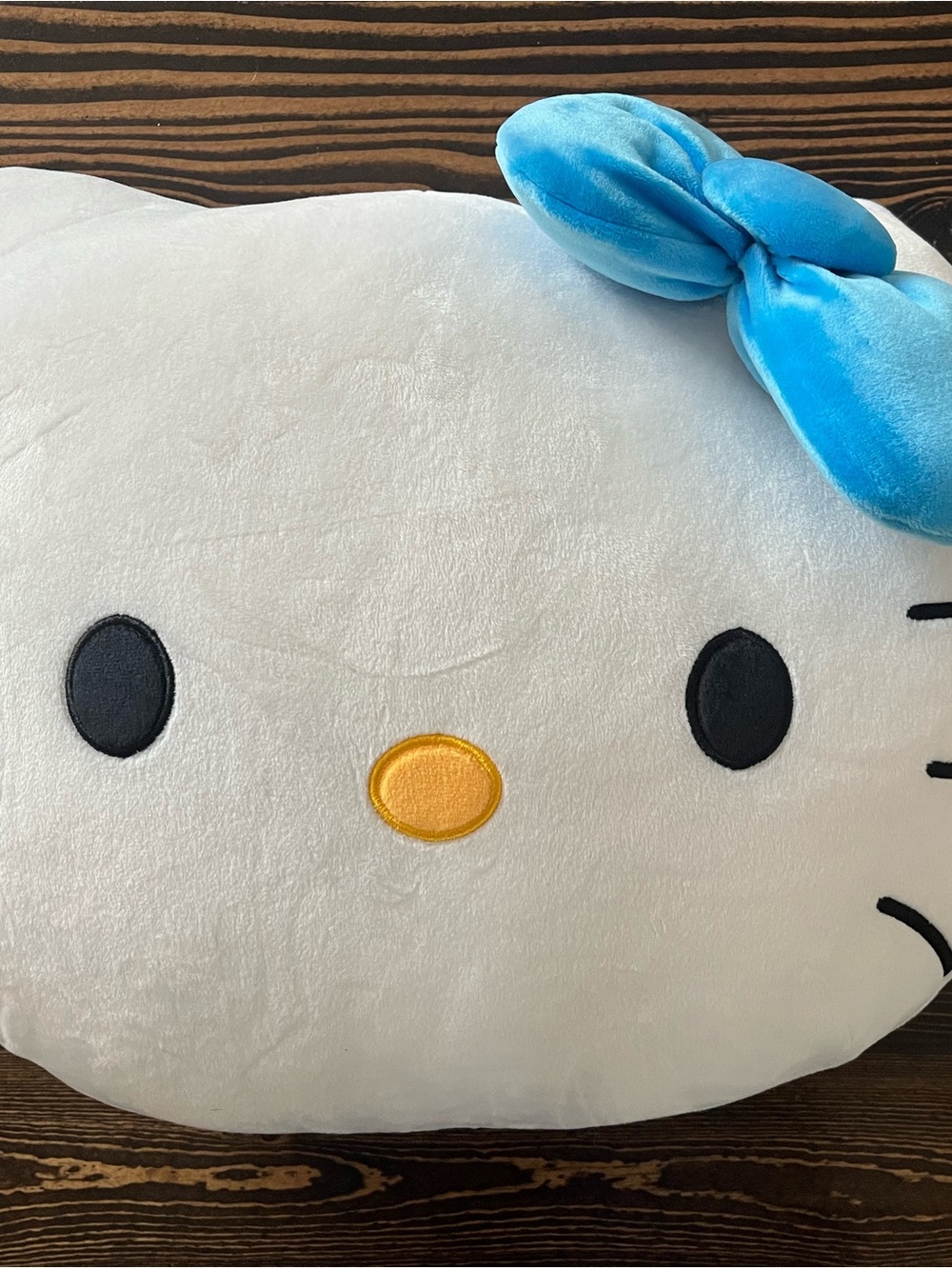 Hello Kitty Plush Face Pillow with Blue Bow